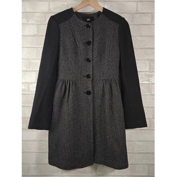 H&M Wool Blend Tweed Classic Dress Button Up Jacket Women's 4 - Picture 1 of 9